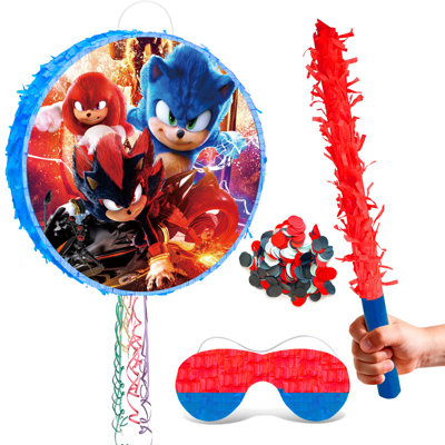 Sonic Round Pinata Party Decorations, 4 Pcs Sonic Round Large Pinatas Bundle for Birthday Party Suppies Set