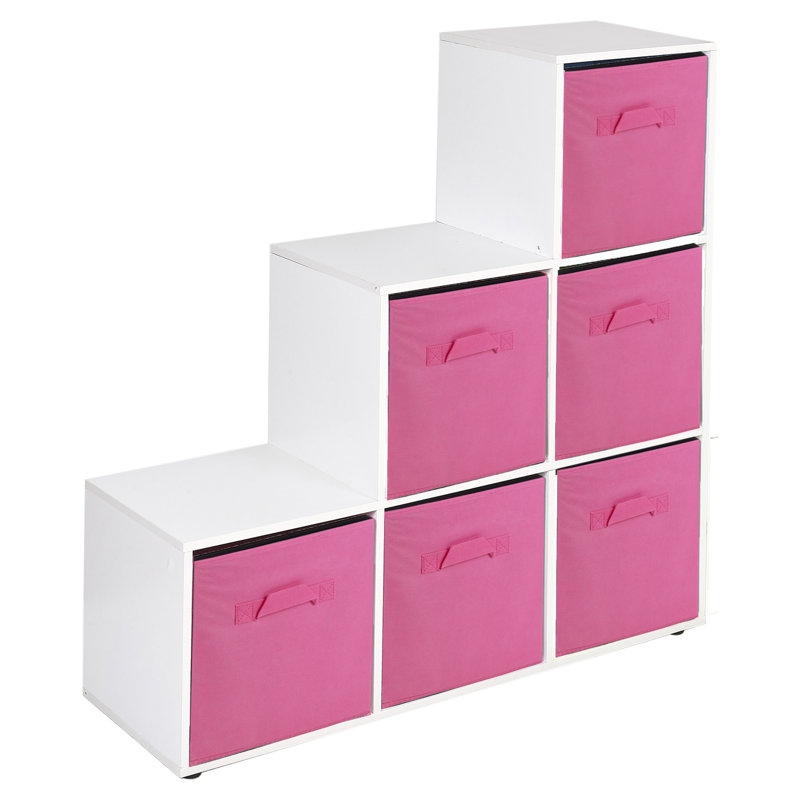 Joelle 90.5cm H x 89cm W Bookcase, White/Dark Pink
