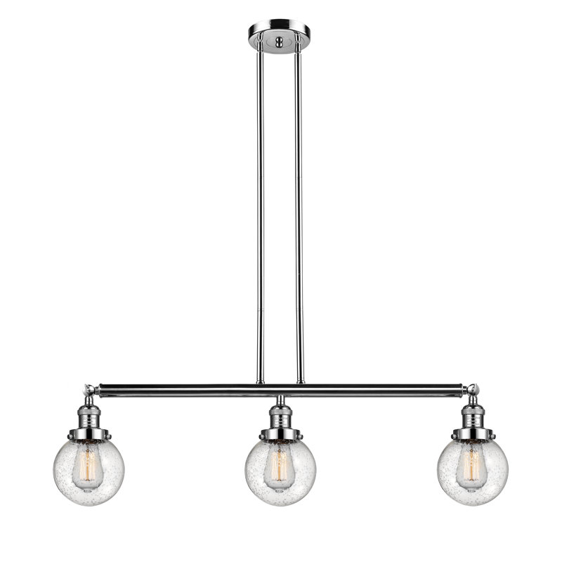 Luminaire suspendu linéaire à 3 lumières pour îlot de cuisine Lorri, H 10,88 po x l 38,5 po x P 6 po, Nickel poli, DEL