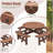 8 Person Wooden Picnic Table, Outdoor Camping Dining Table with Seat, Garden, DIY w/ 4 Built-in Benches, 2220lb Capacity-241416169