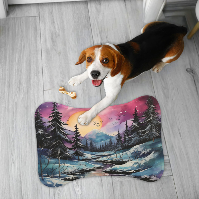 Snowy Ink Scene - Tapis d'alimentation en os 1 pièce