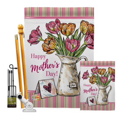 Bouquet de fleurs de 2 côtés 40 x 28 po mère day bouquet ensemble de drapeau