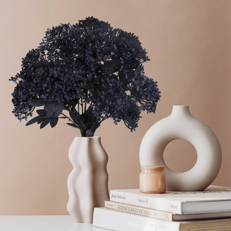 3Pcs Viburnum Hydrangea Artificial Flowers, Dark Blue