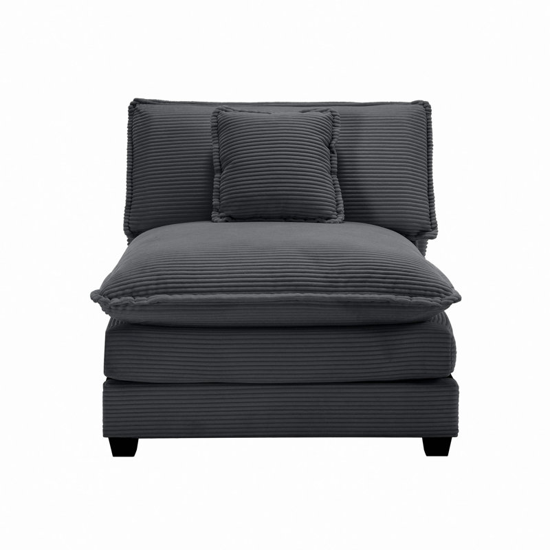 Canapé simple sans accoudoirs en velours côtelé à assise profonde, peut être utilisé avec une combinaison d'accoudoirs alternatifs et avec des canapés 2 places Alrmess