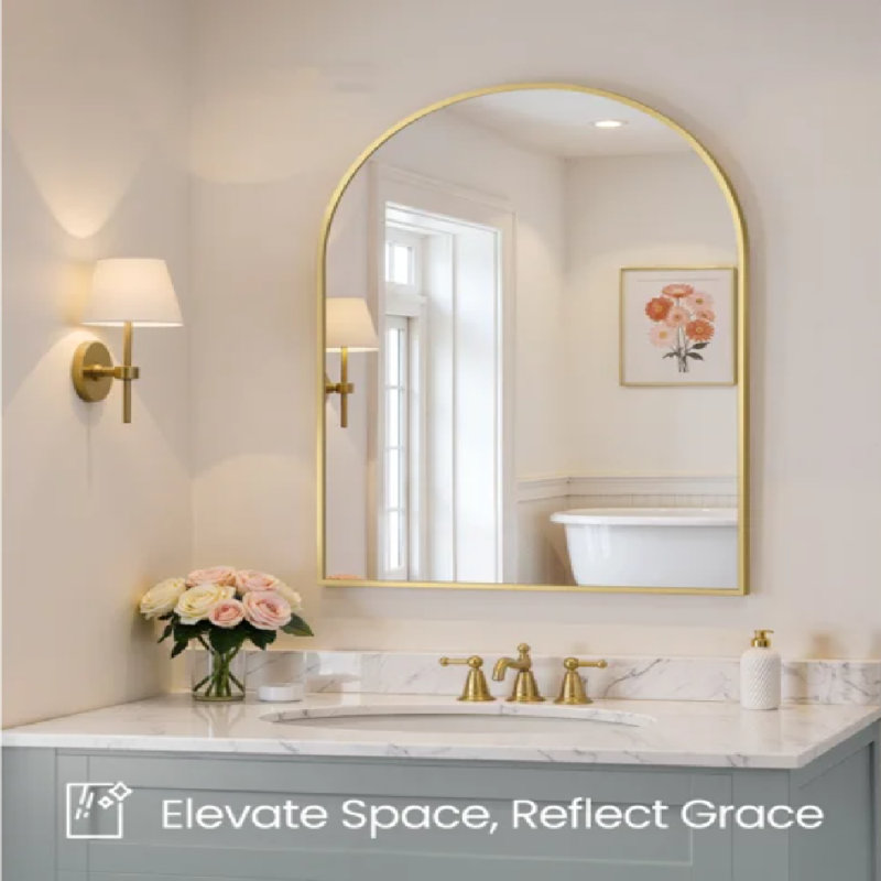 Aluminium Arch Mirror, Gold