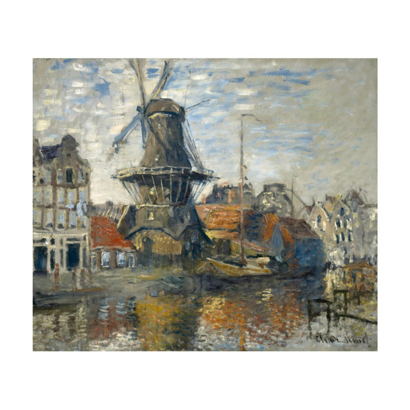 «The Windmill on the Onbekende Gracht Amsterdam» par Claude Monet - Estampe numérique, H 22 po x l 28 po