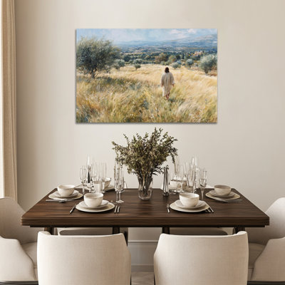  «Jesus Spring», reproduction murale sur toile, impressions de peinture de Jésus, affiche d'art chrétien, art mural floral de paysage naturel, pour salon, bureau à domicile, 24 po x 36 po