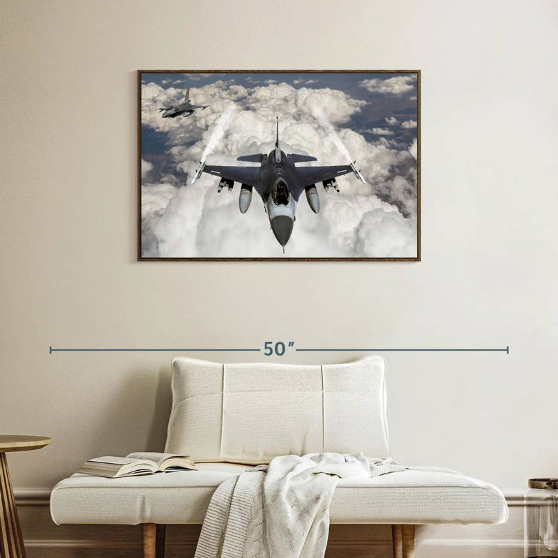 Avions de chasse Casanova, 37 po x 25 po, Cadre flottant noyer