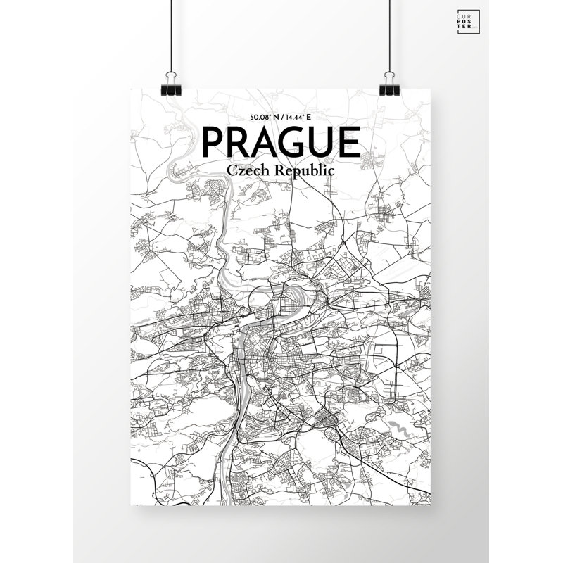 Prague City Map - No Frame Print, 50.8cm H x 40.6cm W x 0.13cm D