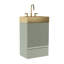 Meuble-lavabo rayé vert clair 20 po avec lavabo intégré en métal brossé doré Gada