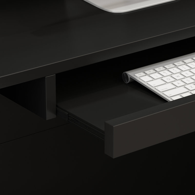 Bureau de réception en L en bois, Noir