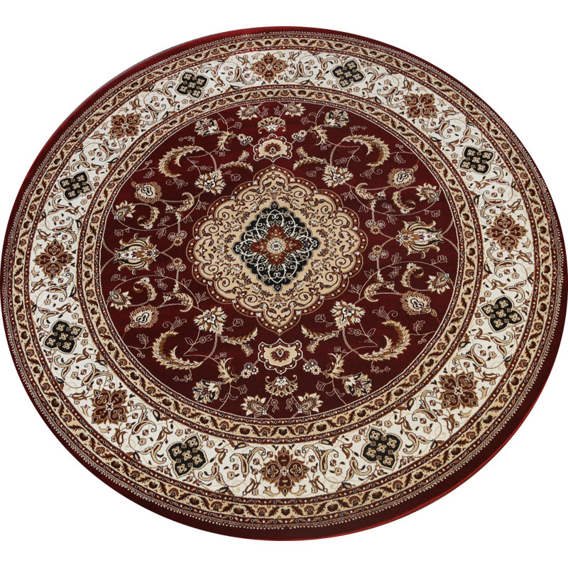 Tapis traditionnel à motif floral Tabriz, Rond 8 pi 0 po x 8 pi 0 po