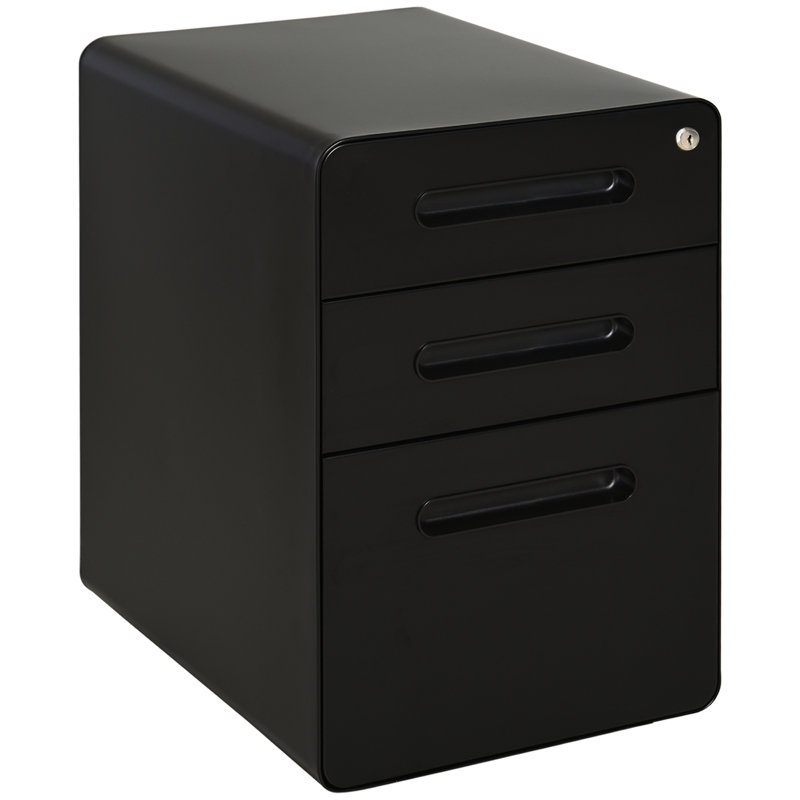 Lynnae 15.4'' Wide 3 -Drawer Mobile Steel File Cabinet, Black
