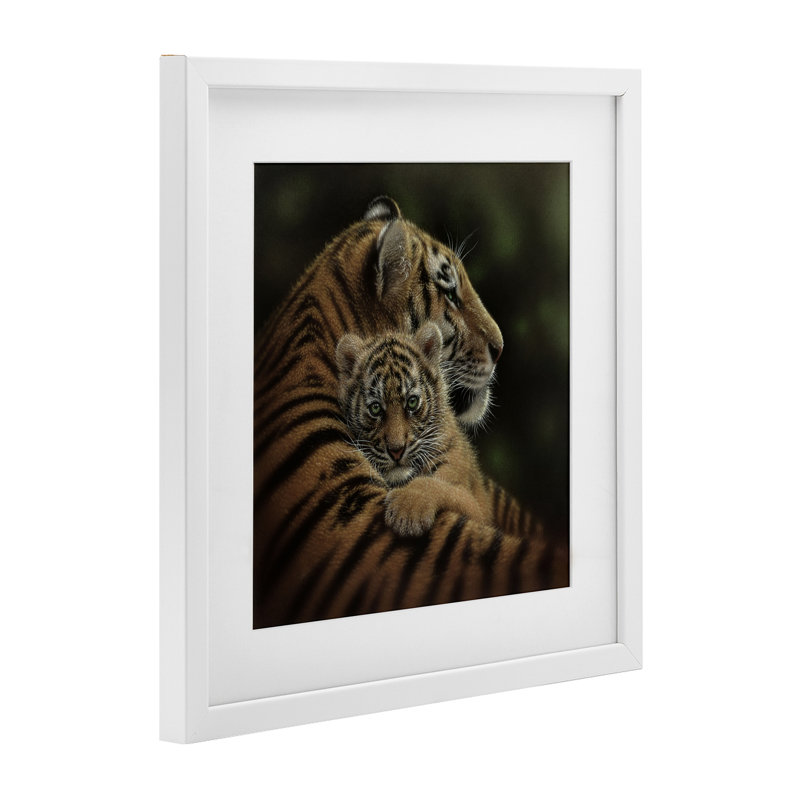 «Cheried Tiger Cub», reproduction encadrée sous verre, conception de Collin Bogle, H 13 po x l 13 po, Cadre blanc côtier