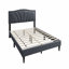 Cadre de lit double moderne de style moderne rétro avec garniture cloutée et garniture cloutée en tissu de jute