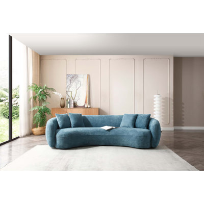 102 Inch Modern Boucle Sectional Half Moon Sofa With Plush Teddy Fleece Velvet For Comfort And Style
