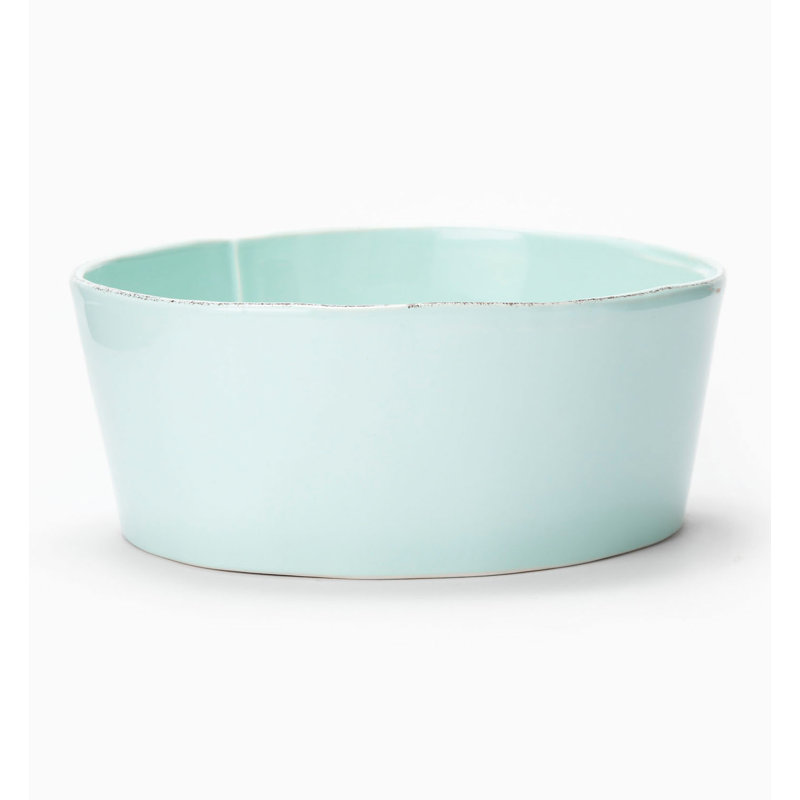 Lastra Stoneware Serving Bowl, Aqua, 3.5" H x 8.5" W x 8.5" D