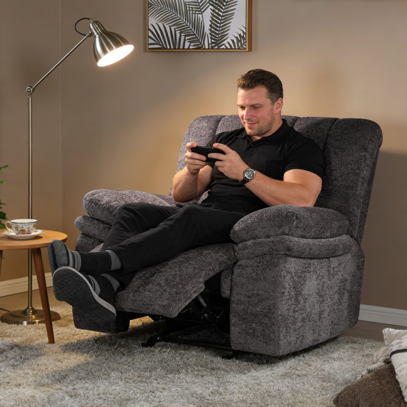 Transitional Glider Manual Recliner Chair, Dark Gray
