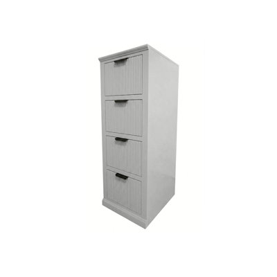 Fluted Solid Wood 4 Drawer File Cabinet