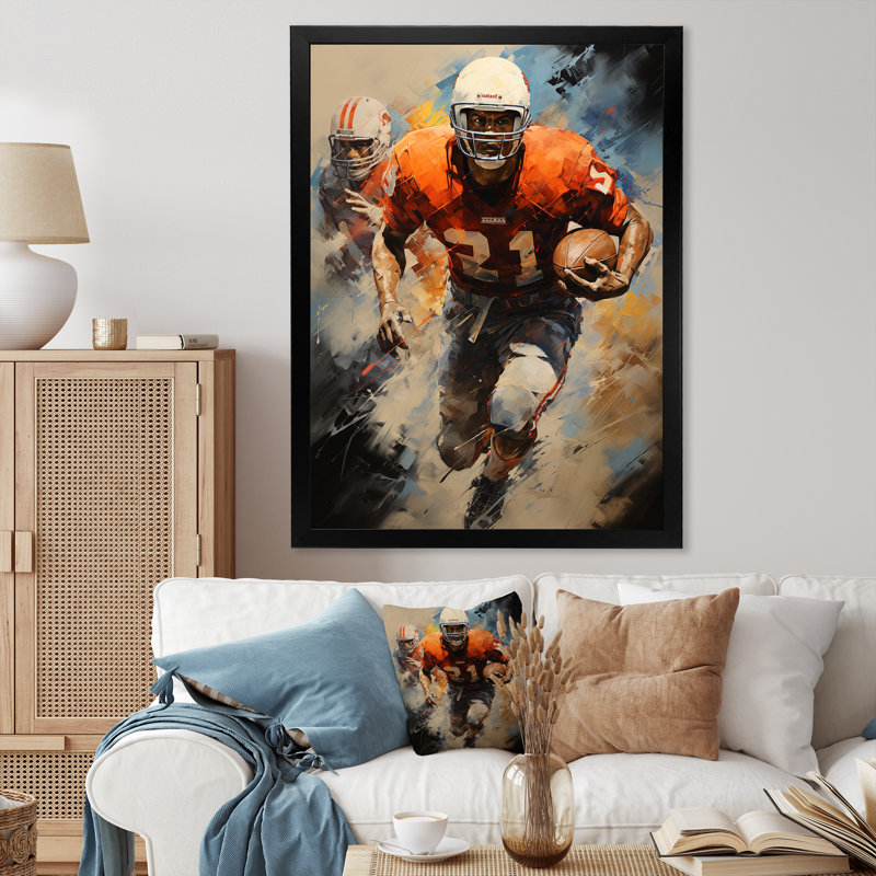 Football Gridiron Rhythms II - reproduction sur toile, Cadre photo noir, L 12 po x H 20 po