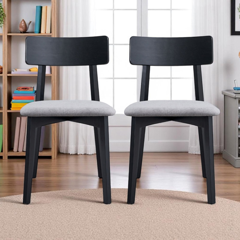 Chaise d'appoint Wisp en lin gris et finition noire (lot de 2)