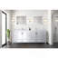Meuble-lavabo double blanc 84 po X P 22 po D, avec plateau en marbre de Carrare
