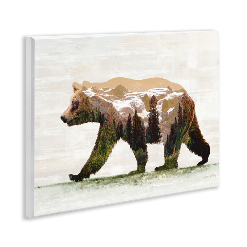 Woodland Pattern Bear Wall Plaque Art by Amber Sterling