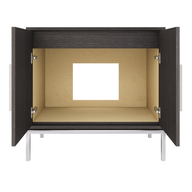 Rift White Oak Single Bath Vanity, Gray Weathered, Polished Chrome, 36"
