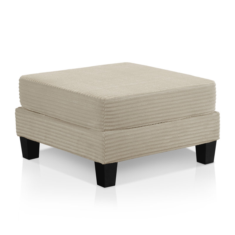 Luka Square Chenille Storage Ottoman, Beige