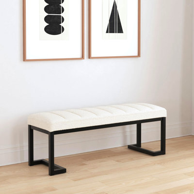 Banc rembourré capitonné Mira Vanilla Boucle