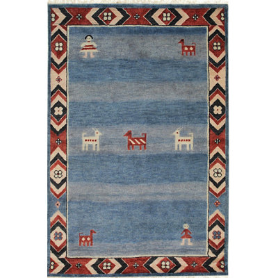 6x9 Blue Hand-Knotted Wool Figurative Sky Pattern Classic Traditional Modern Contemporary Carpet Rug
