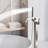34" Floor Mount Freestanding Bathtub Faucet With Handheld Shower, Brushed Nickel, 304 Stainless Steel, CUPC Certified Ceramic Valve, Waterfall Spout, 2-In-1 Dual Function-125033842