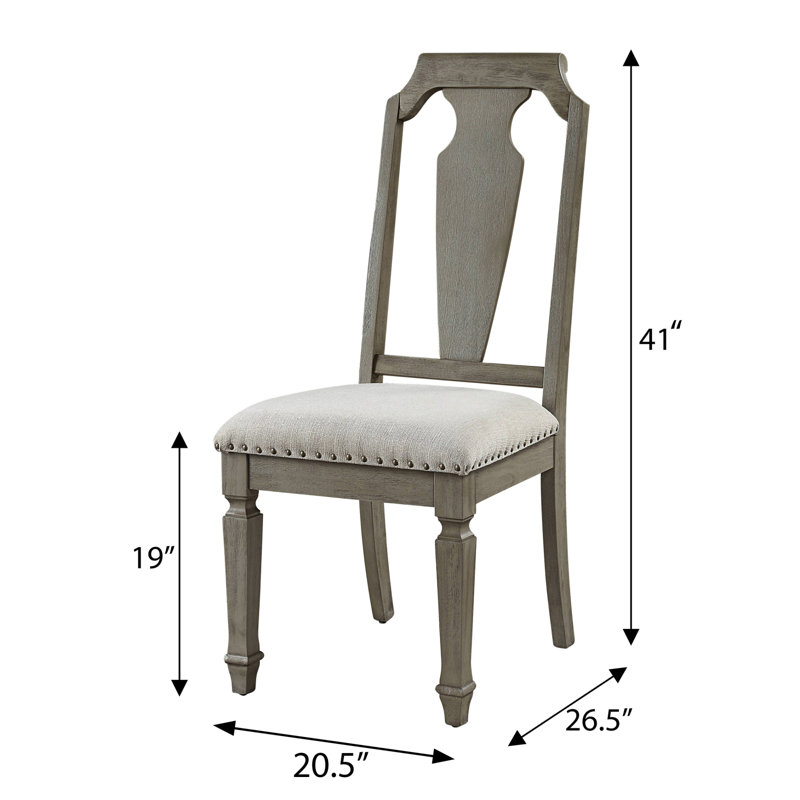 Ensemble de 2 chaises d'appoint à dossier ouvert beige et chêne vieilli