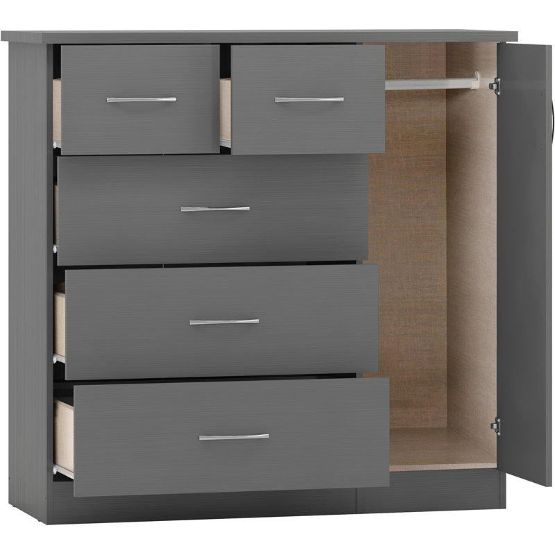 Cascio 1 Door Wardrobe, 3D Effect Grey