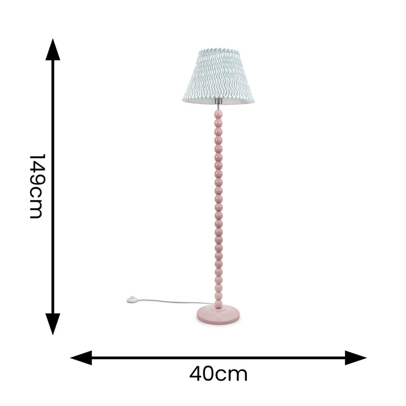 Bobbles 149cm Traditional Floor Lamp, Rose Pink