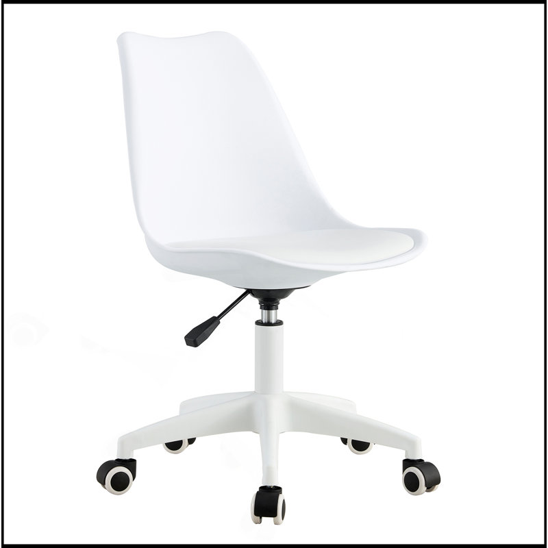 Chaise d'ordinateur polyvalente et réglable sans accoudoirs pour différentes pièces, ergonomique et élégante, Blanc