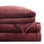 Drap-housse 4 pièces bourgogne - 100%, doux et apaisant, brossé deux fois pour un éclat de velours, livré avec un drap plat, 2 taies d'oreiller