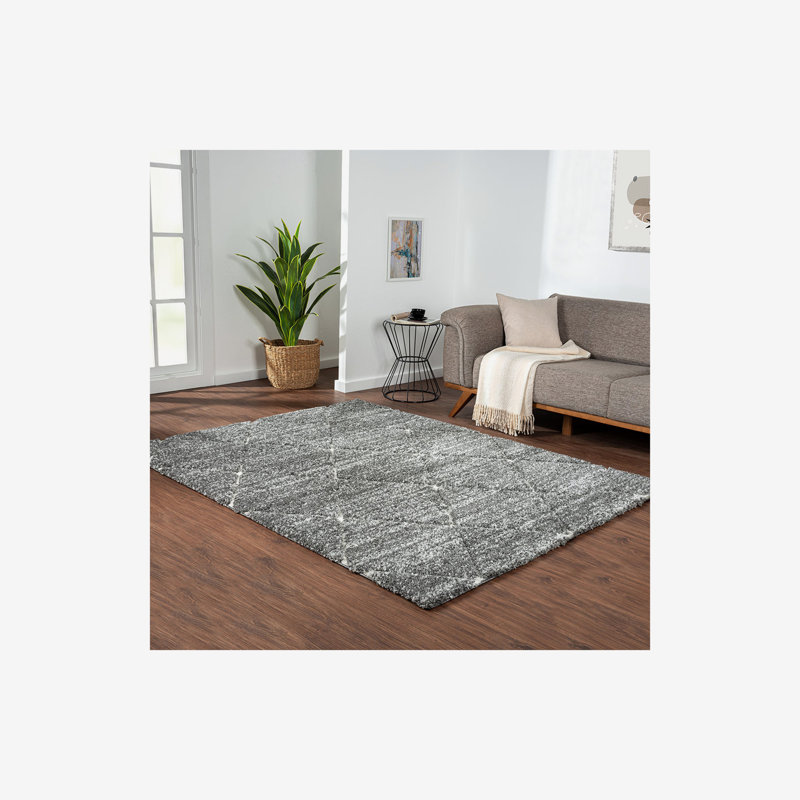 Tapis treillis gris et crème Folkes