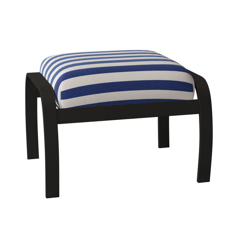 Repose-pieds avec coussin Askar, Désert texturé, Rayures bleues et blanches