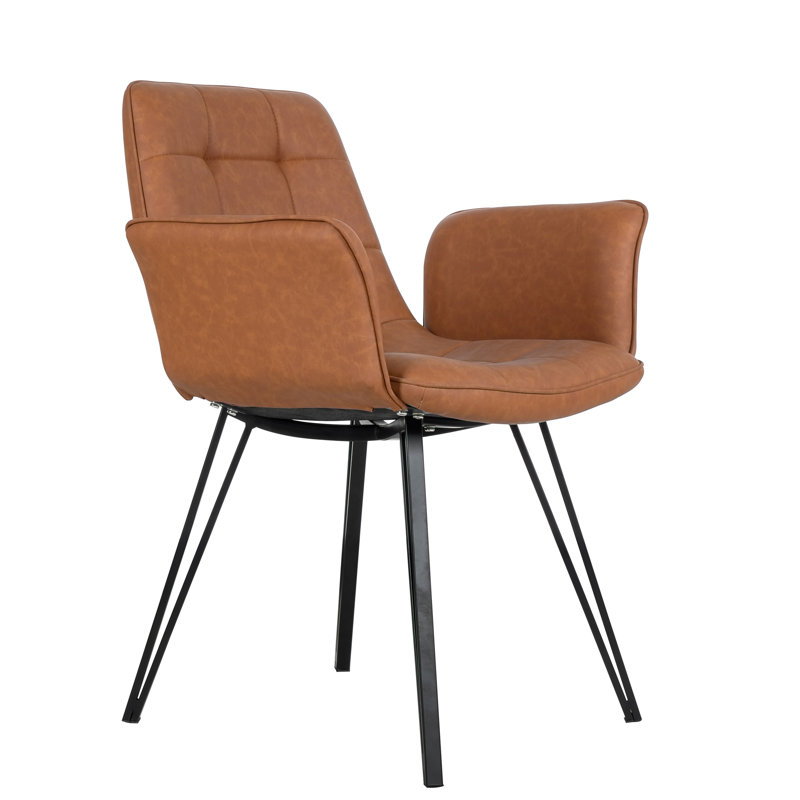 Sharolyn 18.9'' H Tufted Polyurethane Upholstered Armchair, Brown