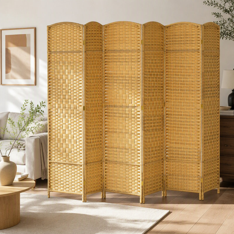Cloison pliante en bois massif Sharod, H 70,9 po x l 106,3 po, Beige