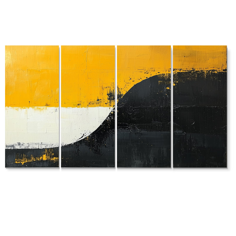 Cristofher noir abstrait Shapes Reflections II - formes abstraites - art mural moderne pour le salon, H 32 po x l 64 po, 4
