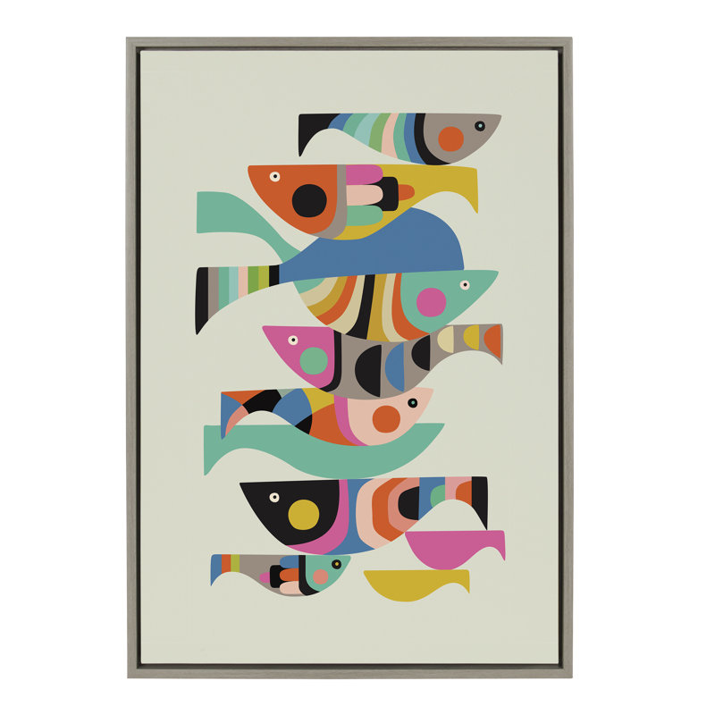 Under the Sea par Rachel Lee 3 Birdies Studio, reproduction d'art sur toile encadrée, 23 po x 33 po, gris