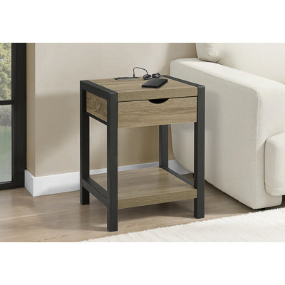 Table d'appoint contemporaine avec tiroir de rangement et port USB