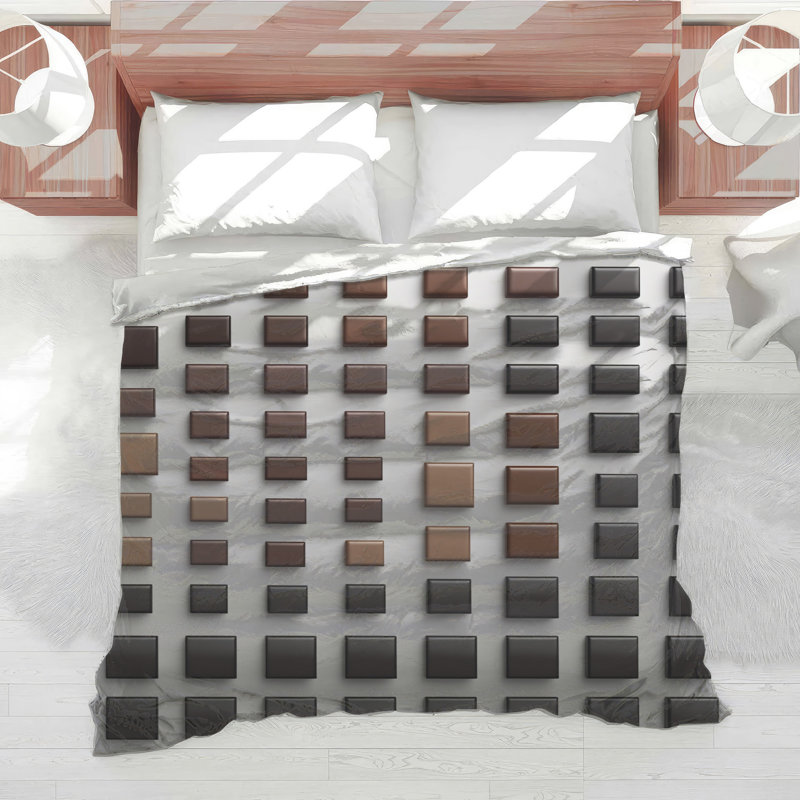 Brown Square Tiles Comforter, Twin