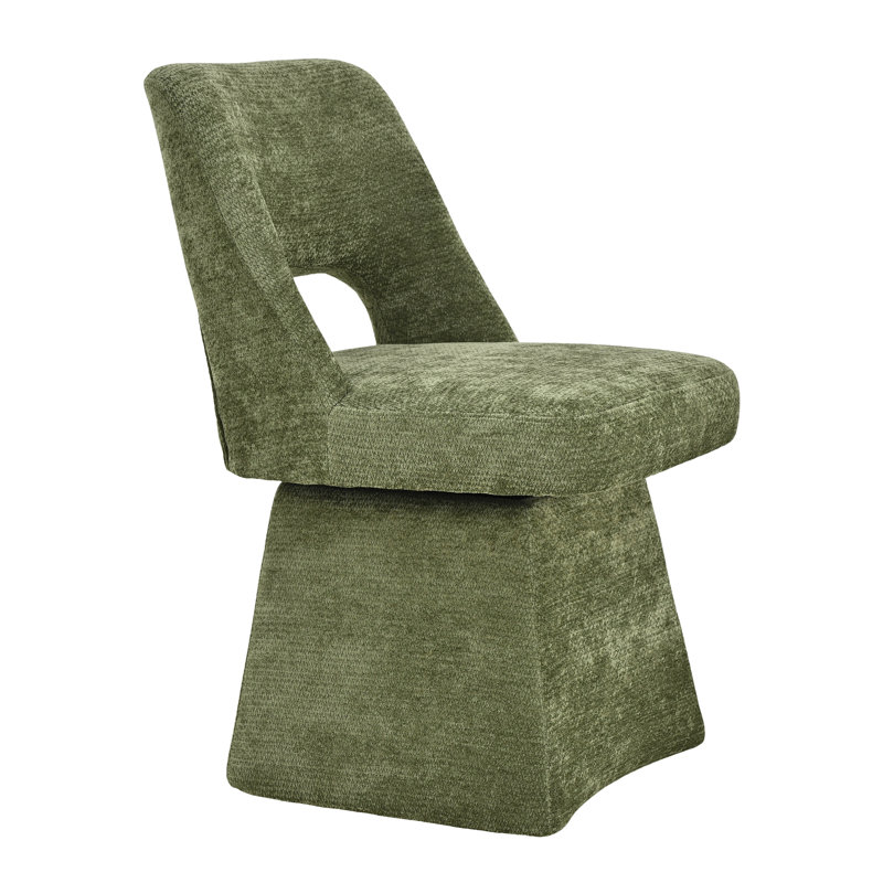 Chaise pivotante en chenille moderne, dossier ouvert - Conception rotative à 360 ° pour la salle à manger, Vert