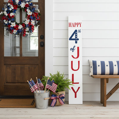 Happy 4th of July  White Porch leaner, 59" x 7.25"