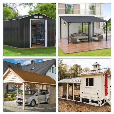 20 panneaux de toiture ondulés en acier galvanisé, feuilles de toit en métal de 60,63 po x 16,77 po pour l'abri de jardin, de garage, de remise, d'écurie et de patio