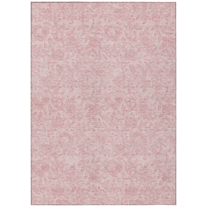 Tapis intérieur lavable à motif floral rose et rouge 10 pi x 14 pi