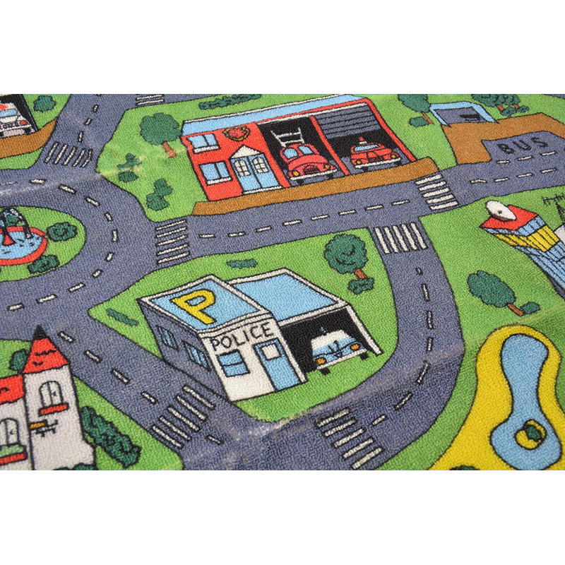 Stimpson Tufted Gray/Green/Red Area Rug, Runner 3'3" x 6'11"